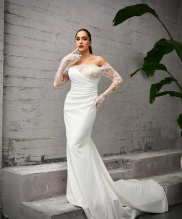 Long Sleeve Lace Ball Gown Wedding Dress