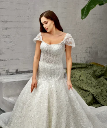 Off Shoulder Sequined Princess Wedding Dress 1