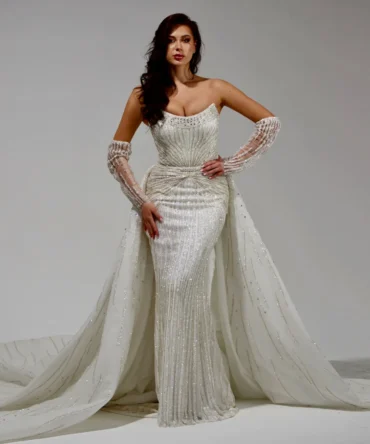 Strapless Wedding Dress with Sparkling Sequin Detail
